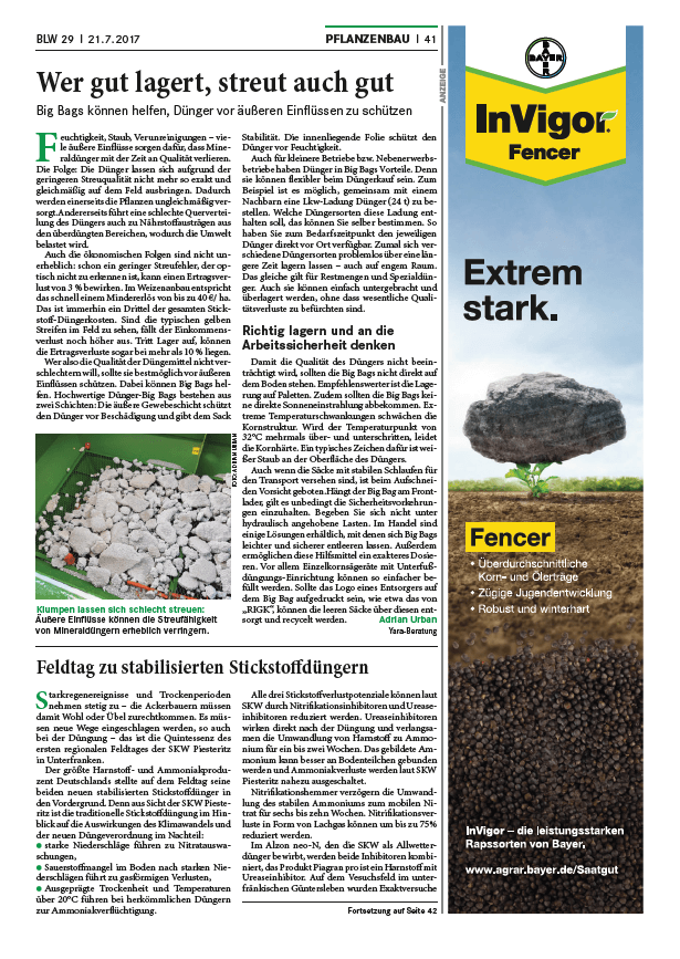 Wer gut lagert, streut auch gut